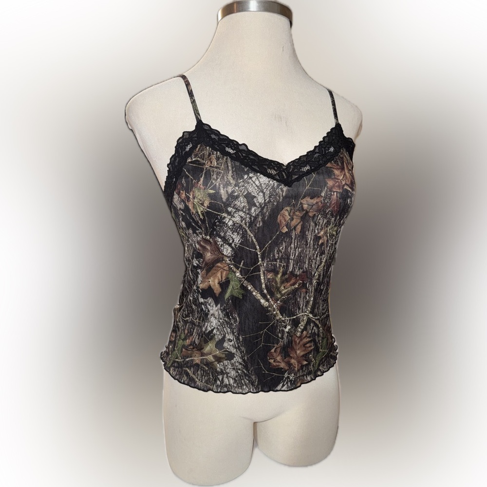 Women's Y2K Wilderness Dreams Camouflage Lace Trim Top
